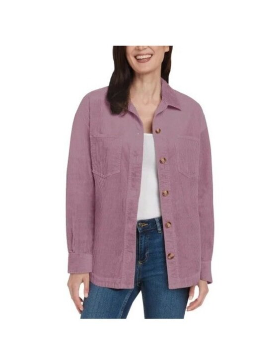 Matty M Jackets & Blazers - NWT Matty M Women's L Corduroy Shirt Jacket Purple Button up F1066